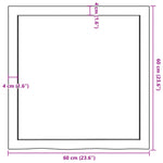 Piano Bagno 60x60x(2-4) cm in Legno Massello Non Trattato