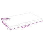 Piano Bagno 80x50x2 cm in Legno Massello Non Trattato