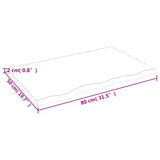 Piano Bagno 80x50x2 cm in Legno Massello Non Trattato