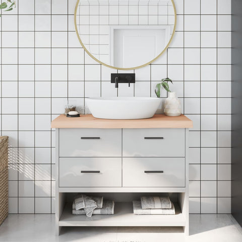 Piano Bagno 100x30x(2-6) cm in Legno Massello Non Trattato
