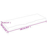 Piano Bagno 100x40x(2-6) cm in Legno Massello Non Trattato