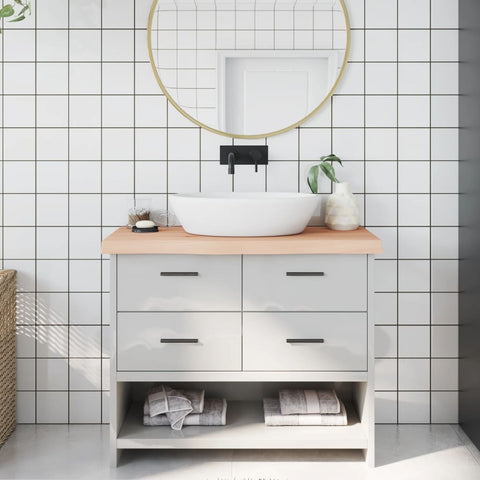 Piano Bagno 100x40x(2-6) cm in Legno Massello Non Trattato