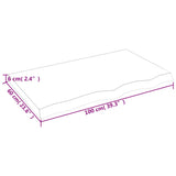 Piano Bagno 100x60x(2-6) cm in Legno Massello Non Trattato