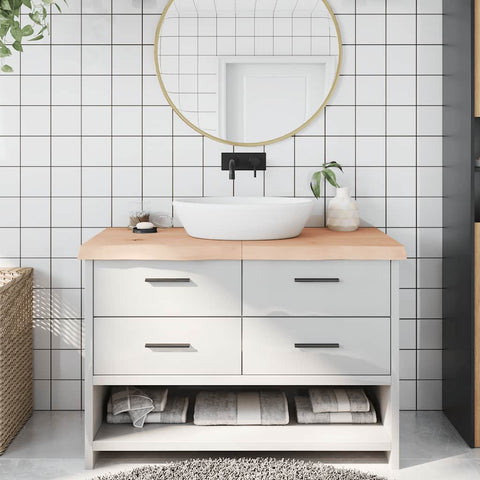 Piano Bagno 120x60x(2-6) cm in Legno Massello Non Trattato