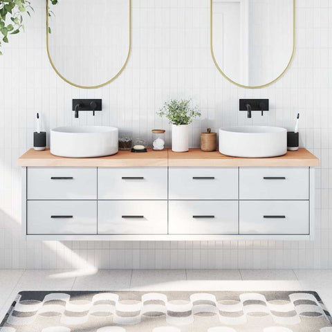 Piano Bagno 180x60x(2-6) cm in Legno Massello Non Trattato