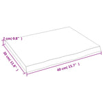 Piano Bagno Marrone Chiaro 40x30x2 cm Legno Massello Trattato