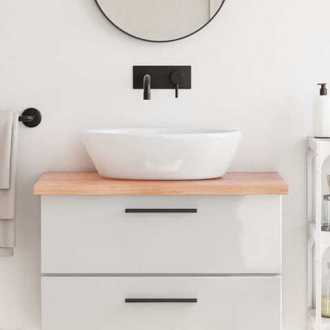 Piano Bagno Marrone 80x50x(2-4) cm Legno Massello Trattato