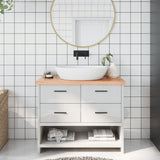 Piano Bagno Marrone 100x30x(2-4) cm Legno Massello Trattato
