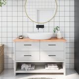 Piano Bagno Marrone 120x30x(2-4) cm Legno Massello Trattato