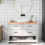 Piano Bagno Marrone 120x50x(2-4) cm Legno Massello Trattato