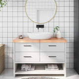 Piano Bagno Marrone 120x60x(2-6) cm Legno Massello Trattato