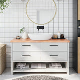 Piano Bagno Marrone 140x40x(2-4) cm Legno Massello Trattato