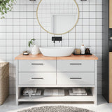Piano Bagno Marrone 140x50x(2-4) cm Legno Massello Trattato