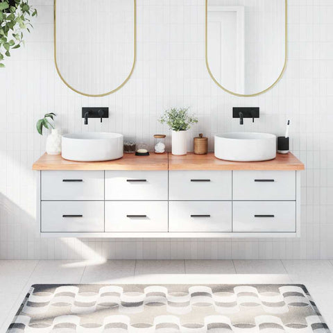 Piano Bagno Marrone 180x60x(2-4) cm Legno Massello Trattato