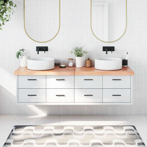 Piano Bagno Marrone 180x60x(2-6) cm Legno Massello Trattato