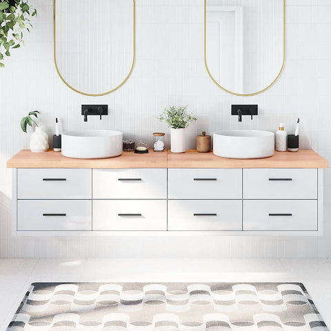 Piano Bagno Marrone 220x50x(2-6) cm Legno Massello Trattato