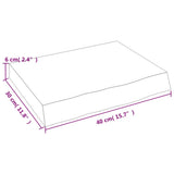 Piano Bagno Marrone Scuro 40x30x(2-6)cm Legno Massello Trattato