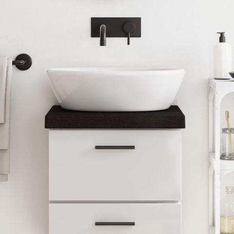 Piano Bagno Marrone Scuro 40x30x(2-6)cm Legno Massello Trattato