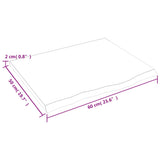 Piano Bagno Marrone Scuro 60x50x2 cm Legno Massello Trattato