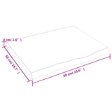 Piano Bagno Marrone Scuro 60x50x(2-4)cm Legno Massello Trattato