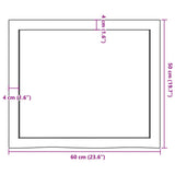 Piano Bagno Marrone Scuro 60x50x(2-4)cm Legno Massello Trattato