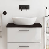 Piano Bagno Marrone Scuro 60x50x(2-4)cm Legno Massello Trattato