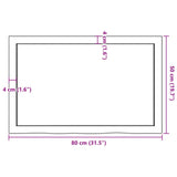 Piano Bagno Marrone Scuro 80x50x(2-6)cm Legno Massello Trattato