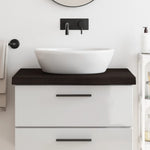 Piano Bagno Marrone Scuro 80x50x(2-6)cm Legno Massello Trattato