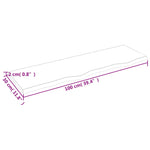 Piano Bagno Marrone Scuro 100x30x2 cm Legno Massello Trattato