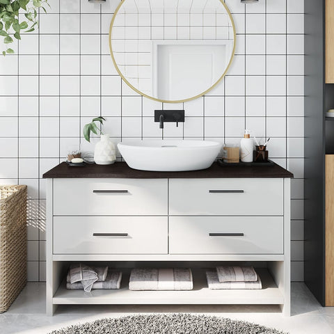 Piano Bagno Marrone Scuro 100x40x2 cm Legno Massello Trattato