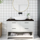 Piano Bagno Marrone Scuro 120x50x(2-4)cm Legno Trattato