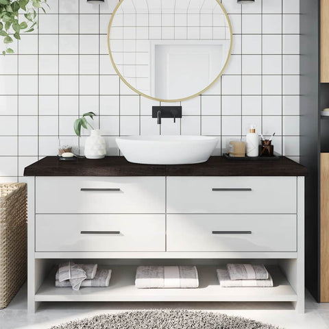 Piano Bagno Marrone Scuro 160x50x(2-6)cm Legno Trattato