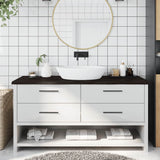 Piano Bagno Marrone Scuro 160x60x(2-4)cm Legno Trattato