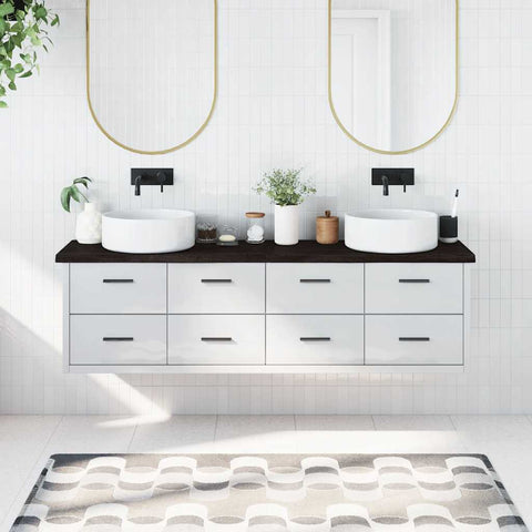 Piano Bagno Marrone Scuro 180x40x(2-4)cm Legno Trattato