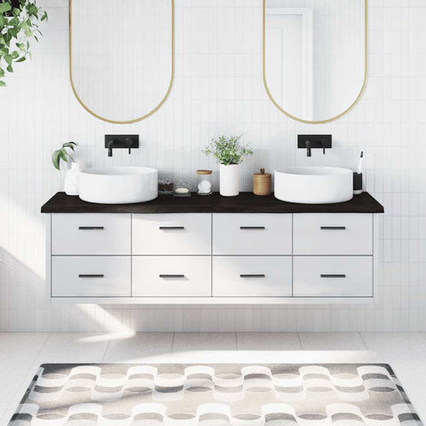 Piano Bagno Marrone Scuro 180x50x(2-4)cm Legno Trattato