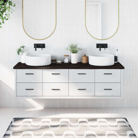 Piano Bagno Marrone Scuro 180x60x(2-4))cm Legno Trattato