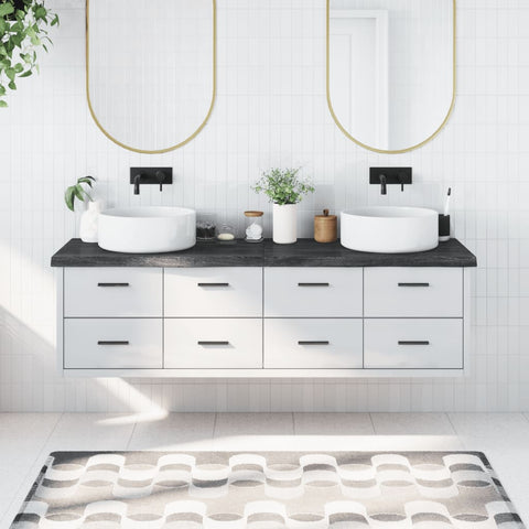 Piano Bagno Marrone Scuro 180x60x(2-6)cm Legno Trattato