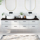 Piano Bagno Marrone Scuro 200x50x(2-4)cm Legno Trattato