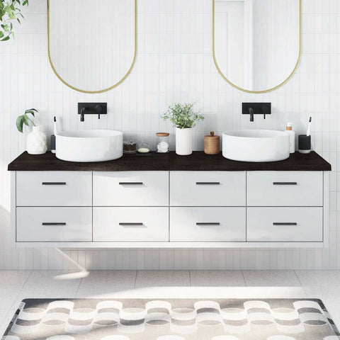 Piano Bagno Marrone Scuro 200x50x(2-4)cm Legno Trattato