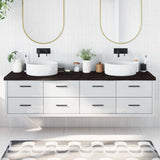 Piano Bagno Marrone Scuro 200x60x(2-4)cm Legno Trattato