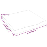 Piano per Tavolo 60x60x(2-6) cm in Rovere Massello Non Trattato