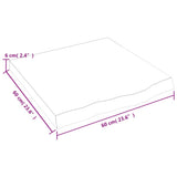 Piano Tavolo Marrone 60x60x(2-6) cm Massello Rovere Trattato