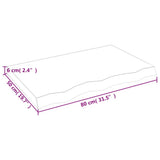 Piano Tavolo Marrone 80x50x(2-6) cm Massello Rovere Trattato