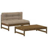 Set Divani da Giardino 2 pz con Cuscini in Legno Massello ambra