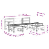 Set Salotto da Giardino 6 pz Bianco in Legno Massello di Pino