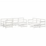 Set Salotto da Giardino 10 pz Bianco in Legno Massello di Pino