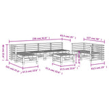Set Salotto da Giardino 8 pz in Legno Massello di Pino