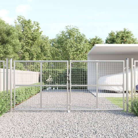 Cancello da giardino in rete argento 300x125 cm in acciaio zincato