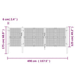 Cancello da Giardino in Rete Argento 400x175 cm Acciaio Zincato