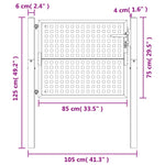 Cancello Giardino Antracite 105x125 cm in Acciaio
